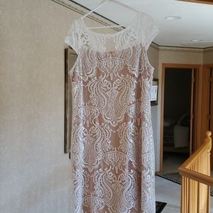 Roz & Ali White Lace Overlay Wedding Dress